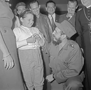 Fidel Castro Talking to Young Girl