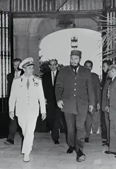Fidel Castro and Yuri Gagarin Walking Together