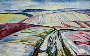 Prints of Field in Snow, 1907. Found in the Collection of the Thielska Galleriet, Stockholm. Creator: Munch; Edvard (1863-1944). (Photo by Fine Art Images/Heritage Images via Getty Images) Where emotion becomes image, and every image speaks a thousand whispers.: Field In Snow