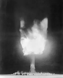 Nevada Prints: Fiery Aftermath of Atomic Explosion