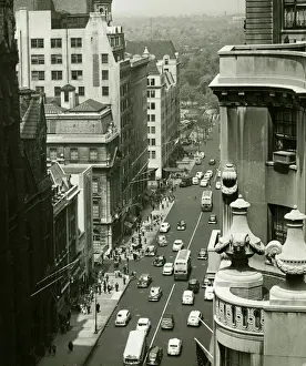 Fifth Avenue, New York City, (B&W), (High angle view)
