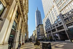 Images Dated 12th October 2015: Fifth Avenue with view to Empire State Building, Manhattan, New York City, New York State, USA