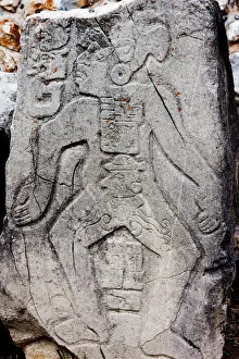 Tribal Art Prints: Figure (dancing) on a stone in Monte Alban, Mexico