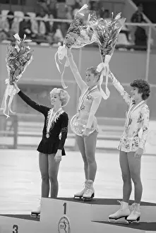 Sapporo Prints: Figure Skating Winners Waving Their Bouquets