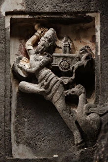 Images Dated 9th October 2015: Figures of Mithunas on fai┬┐oei┬┐oeade of Kailasa Temple El