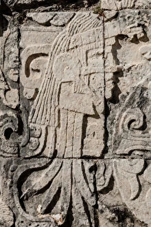 Images Dated 21st March 2015: Figures on a wall in Uxmal, YucatA┬ín, Mexico