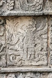Tribal Art Prints: Figures on a wall in Uxmal, YucatAan, Mexico