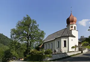 Oesterreich Prints: Filial Church of St. Catherine and a Wych elm or Scots elm in Marul
