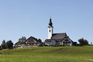 Filialkirche St. Ulrich church, also known as Ulrichshoegl, Ainring, Rupertiwinkel, district of Berchtesgadener Land