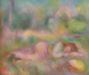 Fille etendue dans l'herbe, c1890. Artist: Pierre-Auguste Renoir