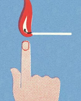 Images Dated 25th September 2012: Finger Pointing to a Lit Match