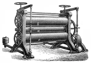 Calendar Prints: Finishing machine, Three-part calendar