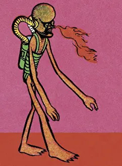 Striding Prints: Fire Breathing Alien