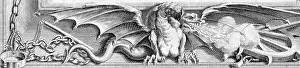 Myth Prints: Fire-Breathing Dragon in 1736 Engraving