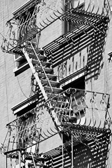 New York's Iconic Fire Escapes Collection: Fire escape staircase, Chelsea, New York, USA