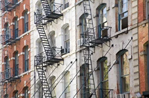 New York's Iconic Fire Escapes Collection: Fire escapes on buildings, New York City