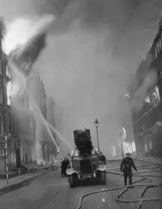 Disaster Prints: Fire Fighters Putting Fire Out