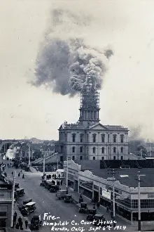 Time Captured: Vintage Art: Fire at the Humboldt County Court House, Eureka, California, 1924
