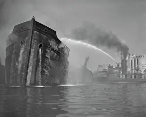 Baltimore Prints: Fireboat Dousing Wooden Ship