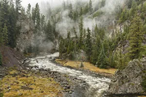 Images Dated 9th May 2016: Firehole River and steam, Firehole Canyon, Yellowstone National Park, Montana, Wyoming, USA