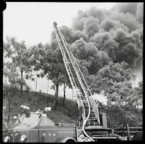 Fire Hose Prints: Fireman Fighting Chemical Fire