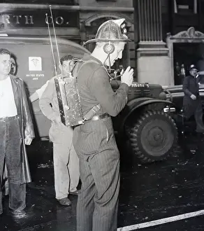 Crash Prints: Fireman With Walkie Talkie At Empire Sta