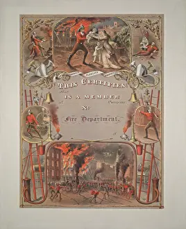 Department Prints: Fireman's certificate