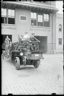 Firefighter Prints: Firemen and Fire Engine