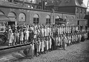 Retiree Prints: Firemen Are Shown Lined Up Outside Stati