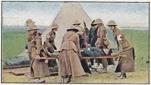 First Aid Nurses in North of France, World War I Scenes series, collectible Sweet Caporal Cigarettes card, 1914