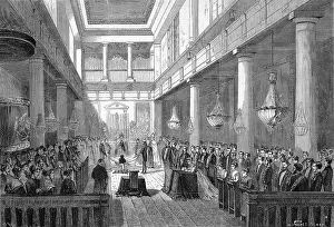 First Communion of Crown Prince Napoleon Eugene Louis Bonaparte in the Chapel of the Tuileries, 1869, Paris, France, Historic, digitally restored reproduction of a 19th century original, exact original date unknown