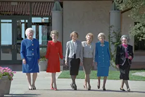 Six First Ladies Strolling in Courtyard