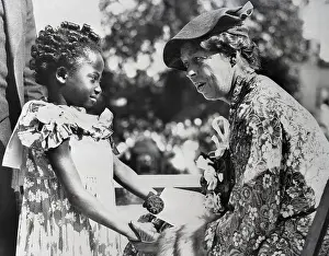 Poor Person Prints: First Lady Eleanor Roosevelt Conversing with Young Girl