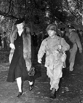 Lieutenant Colonel Prints: First Lady Eleanor Roosevelt Walking with Paratrooper