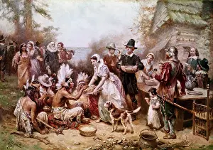 Pilgrim Prints: The First Thanksgiving by Jean Leon Gerome Ferris