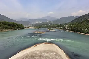 Engineering Prints: Fish Mouth Levee (Yuzui) of Dujiangyan irrigation system, Chengdu, Sichuan Province, China
