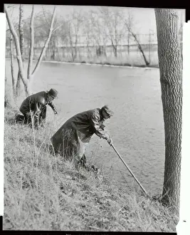 Wetland Prints: Fishermen Dragging River Edge