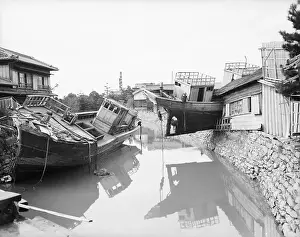 Flood Prints: Fishing Boat Crushing Canal Building