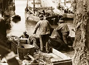 Prints of Fisherman in the fishing port of Blankenberghe. (Photo by F J Mortimer/Getty Images) Francis James Mortimer (1874-1944) Prints: Fishing Port