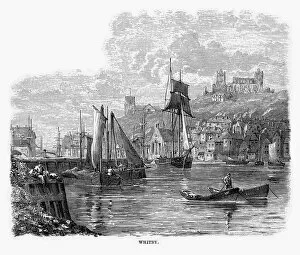 Seaside Resort of Whitby Gallery: Fishing Village of Whitby in Yorkshire, England Victorian Engraving, 1840