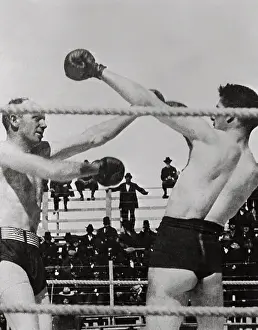 James J Prints: Fitzsimmons and Corbett in Boxing Action