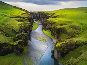 Images Dated 6th July 2017: Above of Fjadrargljufur canyon in summer, Iceland