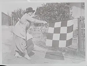 Ascot Prints: Flag Bearer for Women's Auto Race in Action