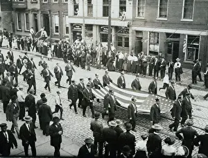 March Prints: Flag Bearing Street Car Workers Protesting on Strike