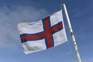 Images Dated 8th June 2013: Flag of the Faroe Islands, Faroe Islands, Denmark