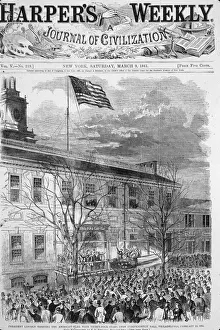 US Flag Above Independence Hall, PA, 1861