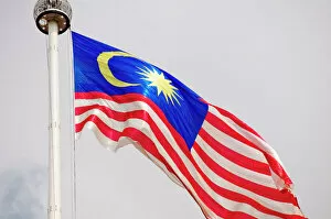 Southeast Asia Gallery: Flag of Malaysia, at flagpole, Merdeka Square, Kuala Lumpur, Malaysia, Southeast Asia