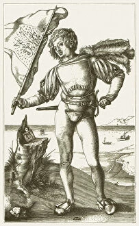Albrecht Durer (1471–1528) Gallery: Flag-waver from the lansquenets (c.1500), by Albrecht DAOErer, published 1881