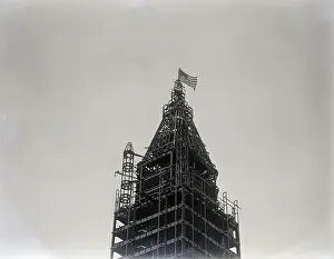 Founder Prints: Flag On Top Of Woolworth Bldg. Iron Fram