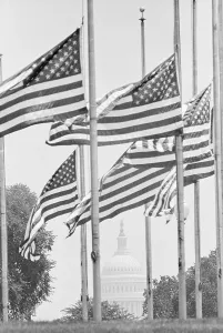 Flagpole Prints: Flags Flying at Half-Mast